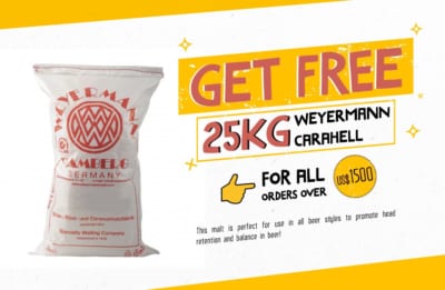 Get FREE 25kg Weyermann® CARAHELL® for all orders over 1500$